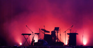 Set of musical instruments at a music festival