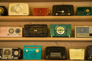 radios on a shelf