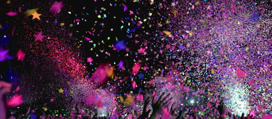 Confetti thrown at a music concert